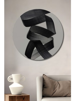 Teona Ahşap Soyut Siyah Fırça Dekoratif Ahşap Mdf Ev/işyeri Duvar Tablo Yuvarlak Ev/işyeri Duvar Tablo