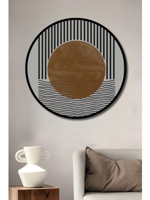 Teona Ahşap Çerçeve Görünümlü Güneşin Gizemi Dekoratif Ahşap Mdf Ev Duvar Tablo Yuvarlak Ev Duvar Tablo