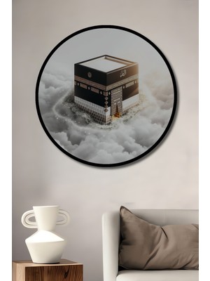 Teona Ahşap Çerçeve Görünümlü Kâbe Ahşap Mdf Dekoratif Ev/işyeri Duvar Tablo Yuvarlak Ev/işyeri Duvar Tablo