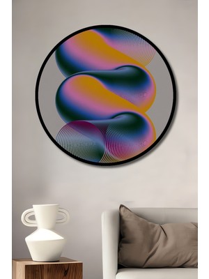 Teona Ahşap Çerçeve Görünümlü Soyut Sanat Dekoratif Ahşap Mdf Işyeri Duvar Tablo Yuvarlak Işyeri Duvar Tablo