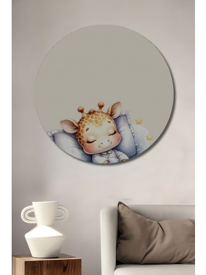 Teona Ahşap Sevimli Zürafa Rüya Dünyası Ahşap Mdf Dekoratif Işyeri Duvar Tablo Yuvarlak Işyeri Duvar Tablo