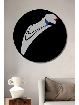 Teona Ahşap Çerçeve Görünümlü Zarif Kadın Silüeti Ahşap Mdf Dekoratif Ev Duvar Tablo Yuvarlak Ev Duvar Tablo