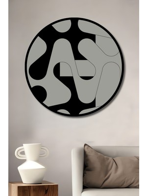 Teona Ahşap Çerçeve Görünümlü Soyut Sanat Dekoratif Ahşap Mdf Işyeri Duvar Tablo Yuvarlak Işyeri Duvar Tablo