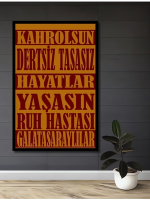 Teona Ahşap Çerçeve Görünümlü Kahrolsun Dertsiz Hayatlar Ahşap Mdf Dekoratif Tablo Dikdörtgen Tablo