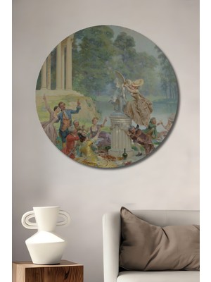 Teona Ahşap Rustik Zarafetle Neoklasik Şölen Dekoratif Ahşap Mdf Tablo Yuvarlak Tablo