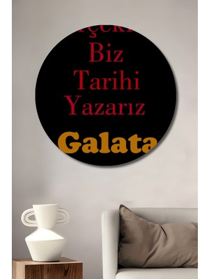 Teona Ahşap Sarı Kırmızı Takım Tarih Yazıları Ahşap Mdf Dekoratif Ev/işyeri Duvar Tablo Yuvarlak Ev