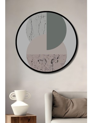 Teona Ahşap Çerçeve Görünümlü Ikili Yuvarlak Soyut Ahşap Mdf Dekoratif Ev Duvar Tablo Yuvarlak Ev Duvar Tablo