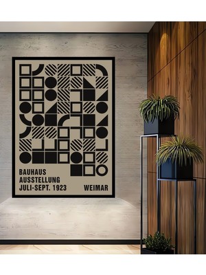 Teona Ahşap Çerçeve Görünümlü Bauhaus Dekoratif Ahşap Mdf Işyeri Duvar Tablo Dikdörtgen Işyeri Duvar Tablo