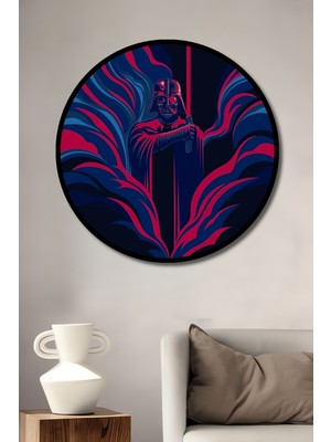 Teona Ahşap Çerçeve Görünümlü Darth Vader Dekoratif Ahşap Mdf Işyeri Duvar Tablo Yuvarlak Işyeri Duvar Tablo