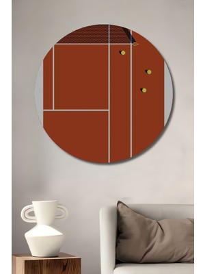 Teona Ahşap Tenis Kortu Dekoratif Ahşap Mdf Ev/işyeri Duvar Tablo Yuvarlak Ev/işyeri Duvar Tablo