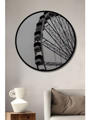 Teona Ahşap Çerçeve Görünümlü Dönme Dolap Dekoratif Ahşap Mdf Işyeri Duvar Tablo Yuvarlak Işyeri Duvar Tablo