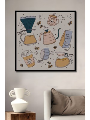 Teona Ahşap Çerçeve Görünümlü Kahve Aşkıyla Dekoratif Ahşap Mdf Ev Duvar Tablo Dikdörtgen Ev Duvar Tablo