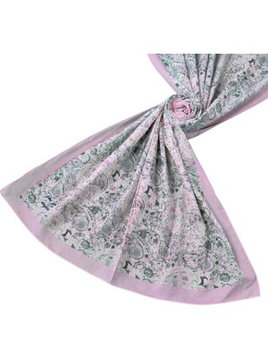 Mim Eşarp ve Şal Vav Ipek Soft Pamuklu Etnik Desenli Şal 75X190 cm