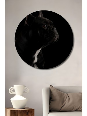 Teona Ahşap Fransız Bulldog Dekoratif Ahşap Mdf Ev/işyeri Duvar Tablo Yuvarlak Ev/işyeri Duvar Tablo
