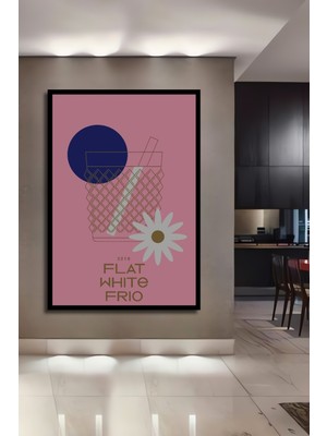 Teona Ahşap Çerçeve Görünümlü Pembe Arka Plan Üzerinde Modern Çizim Dekoratif Ahşap Mdf Tablo Dikdörtgen Tablo