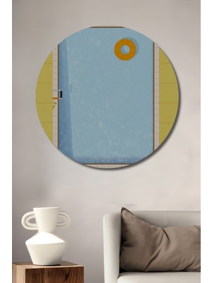 Teona Ahşap Havuz Temalı Dekoratif Ahşap Mdf Ev/işyeri Duvar Tablo Yuvarlak Ev/işyeri Duvar Tablo