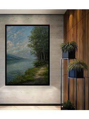 Teona Ahşap Çerçeve Görünümlü Doğa Manzaralı Ahşap Mdf Dekoratif Ev Duvar Tablo Dikdörtgen Ev Duvar Tablo