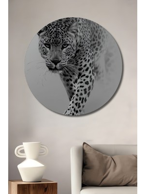 Teona Ahşap Leopar Asil Dekoratif Ahşap Mdf Ev/işyeri Duvar Tablo Yuvarlak Ev/işyeri Duvar Tablo