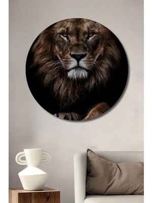 Teona Ahşap Asil Aslan Dekoratif Ahşap Mdf Ev/işyeri Duvar Tablo Yuvarlak Ev/işyeri Duvar Tablo