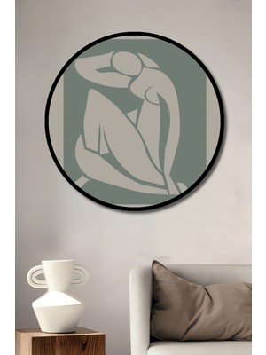 Teona Ahşap Çerçeve Görünümlü Matisse Soyut Sanat Ahşap Mdf Dekoratif Ev Duvar Tablo Yuvarlak Ev Duvar Tablo