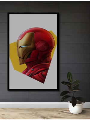 Teona Ahşap Çerçeve Görünümlü Iron Man Dekoratif Ahşap Mdf Işyeri Duvar Tablo Dikdörtgen Işyeri Duvar Tablo