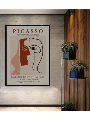 Teona Ahşap Çerçeve Görünümlü Picasso Portreleri Dekoratif Ahşap Mdf Ev Duvar Tablo Dikdörtgen Ev Duvar Tablo