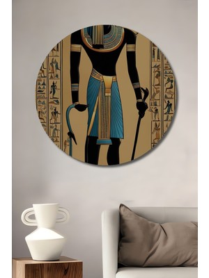 Teona Ahşap Mısır Tanrısı Anubis Ahşap Mdf Dekoratif Ev/işyeri Duvar Tablo Yuvarlak Ev/işyeri Duvar Tablo