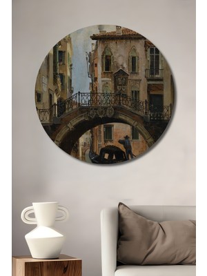 Teona Ahşap Venedik Kanalları Dekoratif Ahşap Mdf Ev/işyeri Duvar Tablo Yuvarlak Ev/işyeri Duvar Tablo