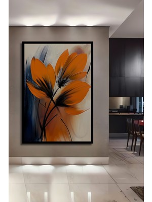 Teona Ahşap Çerçeve Görünümlü Soyut Çiçekler Dekoratif Ahşap Mdf Ev Duvar Tablo Dikdörtgen Ev Duvar Tablo