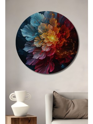 Teona Ahşap Renklerin Dansı Soyut Ahşap Mdf Dekoratif Ev/işyeri Duvar Tablo Yuvarlak Ev/işyeri Duvar Tablo