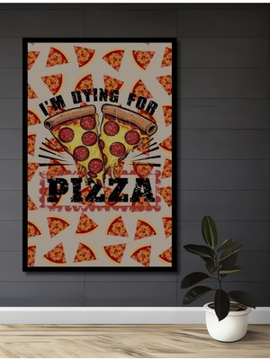 Teona Ahşap Çerçeve Görünümlü Pizza Aşkına Dekoratif Ahşap Mdf Ev Duvar Tablo Dikdörtgen Ev Duvar Tablo