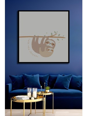 Teona Ahşap Çerçeve Görünümlü Tembel Hayvanlar Dekoratif Ahşap Mdf Ev Duvar Tablo Dikdörtgen Ev Duvar Tablo