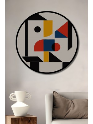 Teona Ahşap Çerçeve Görünümlü Soyut Sanat Dekoratif Ahşap Mdf Işyeri Duvar Tablo Yuvarlak Işyeri Duvar Tablo
