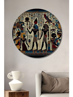 Teona Ahşap Antik Mısır Tanrıları Dekoratif Ahşap Mdf Ev/işyeri Duvar Tablo Yuvarlak Ev/işyeri Duvar Tablo