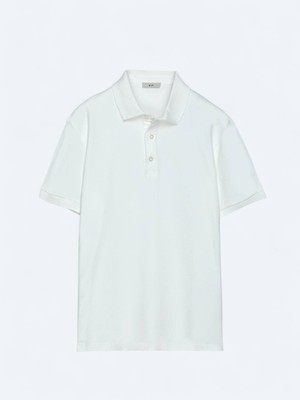 Kip Ekru Düz Polo Yaka %100 Pamuk T-Shirt