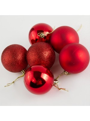 Hg.Aksesuar 6 Adet Cici Top Yılbaşı Ağaç Süsü 6cm