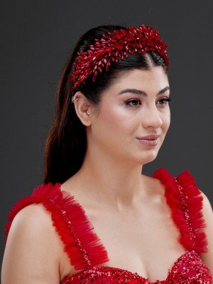 Magic Tiara Kristal Boncuk Detaylı Geniş Taç – Gelin, Nişan, Davet ve Özel Gün Saç Aksesuarı