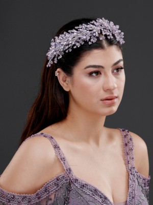 Magic Tiara Kristal Taşlı Geniş Form Zarif Taç – Gelin, Nişan ve Özel Gün Saç Aksesuarı