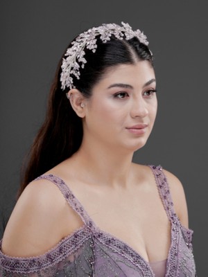 Magic Tiara Kristal Taşlı Geniş Form Zarif Taç – Gelin, Nişan ve Özel Gün Saç Aksesuarı