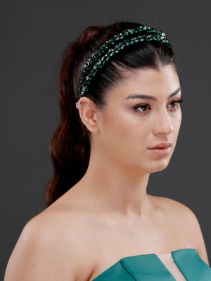 Magic Tiara Işıltılı Taş Detaylı Çift Sıra Şık Taç – Gelin, Nişan, Özel Gün ve Davet Saç Aksesuarı