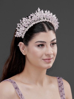 Magic Tiara Taş Detaylı Kristal Prenses Taç – Işıltılı Gelin, Nişan ve Özel Davet Saç Aksesuarı