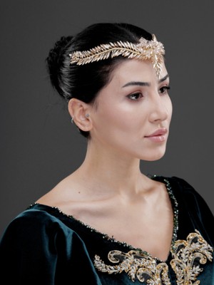 Magic Tiara Kristal Taşlı Alın Detaylı Yaprak Form Saç Aksesuarı – Gelin, Kına ve Özel Gün Taç Tokası