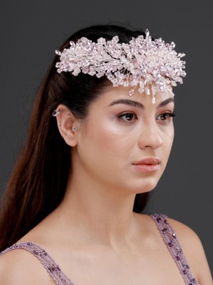 Magic Tiara Kristal Çiçek Detaylı Işıltılı Taç – Zarif Saç Aksesuarı