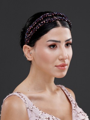 Magic Tiara Işıltılı Taş Detaylı Çift Sıra Şık Taç – Gelin, Nişan, Özel Gün ve Davet Saç Aksesuarı