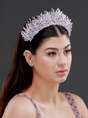 Magic Tiara Kristal Detaylı Işıltılı Gelin, Kutlama Tacı – Zarif Taşlı Düğün, Nişan ve Kına Saç Aksesuarı