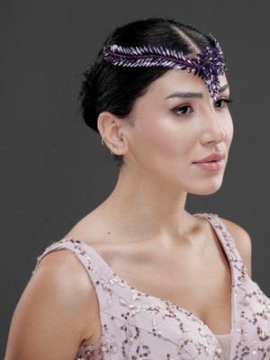 Magic Tiara Kristal Taşlı Alın Detaylı Yaprak Form Saç Aksesuarı – Gelin, Kına ve Özel Gün Taç Tokası