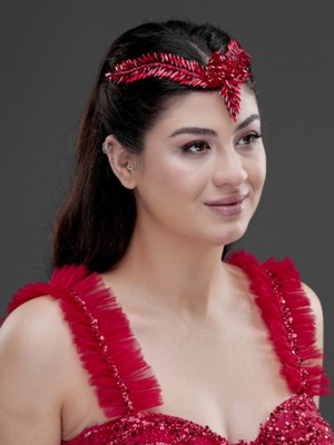 Magic Tiara Kristal Taşlı Alın Detaylı Yaprak Form Saç Aksesuarı – Gelin, Kına ve Özel Gün Taç Tokası