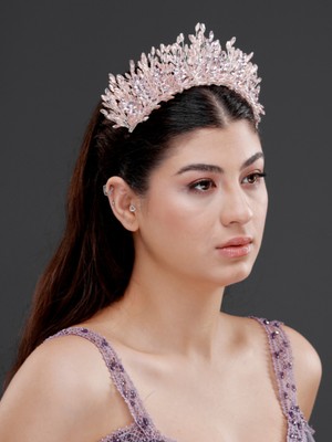 Magic Tiara Kristal Detaylı Işıltılı Gelin, Kutlama Tacı – Zarif Taşlı Düğün, Nişan ve Kına Saç Aksesuarı