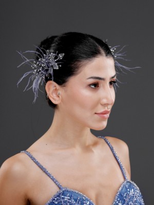 Magic Tiara Inci ve Tüy Detaylı Gelin, Nişan ve Özel Davet Saç Aksesuarı (2'li paket)