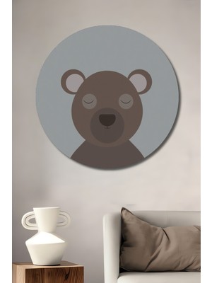 Teona Ahşap Uyuyan Ayı Minimalist Ahşap Mdf Dekoratif Ev/işyeri Duvar Tablo Yuvarlak Ev/işyeri Duvar Tablo